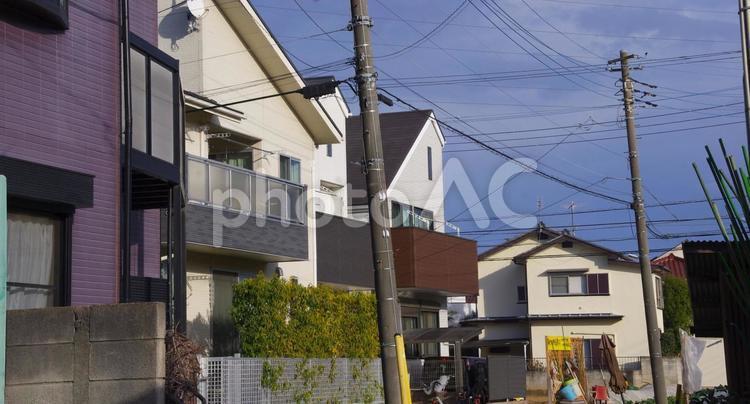 住宅地の風景と青空 住宅,住宅地,風景の写真素材