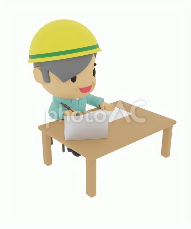 オンラインで勉強や仕事する現場監督 労働者,現場監督,設備士の写真素材