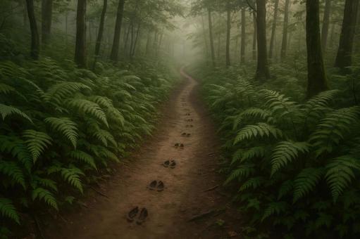 鹿の通り道の山道 鹿の通り道の山道の写真