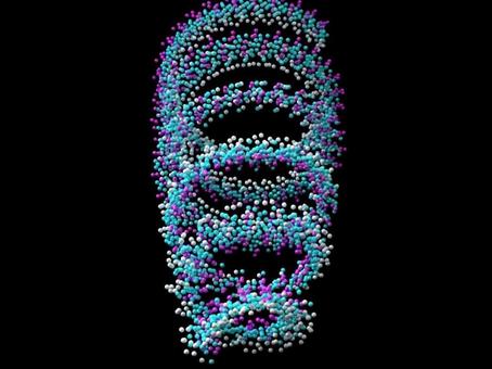 粒子の螺旋構造の挙動シミュレート ナノテクノロジー,分子モデル,3dモデルの写真素材