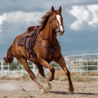 スピード感あふれる、栗毛の競走馬 スピード感あふれる、栗毛の競走馬の写真