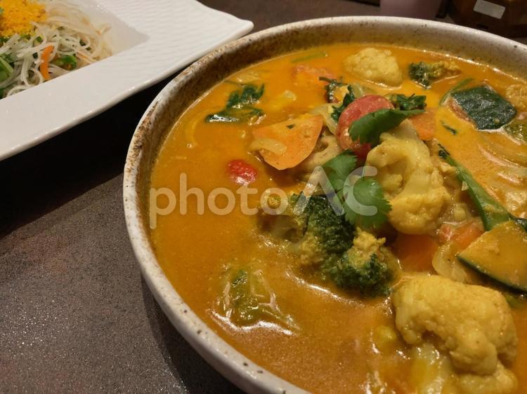 具沢山の野菜尽くしスープカレー 野菜カレー,スープカレー,かぼちゃの写真素材