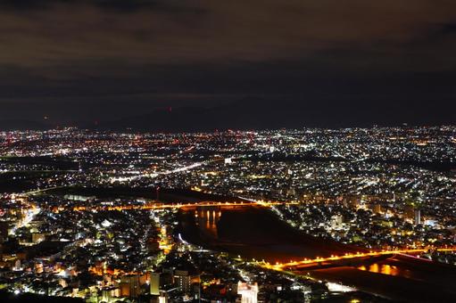 岐阜金華山山頂展望台から 20 01 夜景,金華山,山頂の写真素材