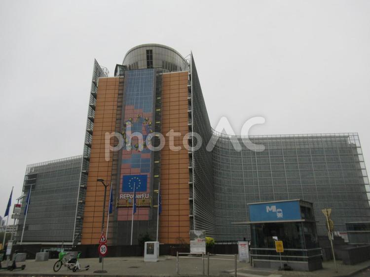早朝のブリュッセルの欧州連合（EU）本部 eu本部,ベルレモン,欧州委員会の写真素材