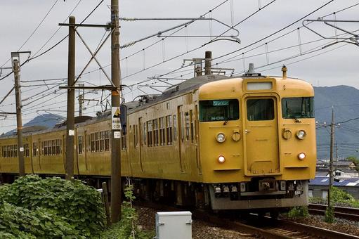 山陽本線 山陽本線 113系,115系,黄色の写真素材