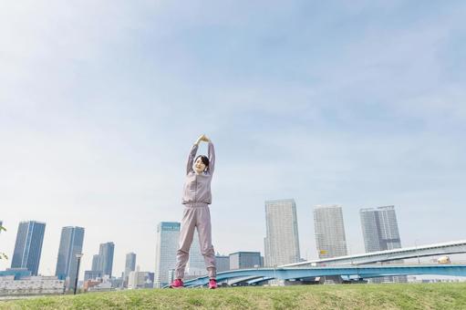マラソン ジョギング 体操 マラソン ジョギング 体操 マラソン,体操,ストレッチの写真素材
