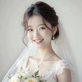 ウェディングドレスの若い女性 生成AI ウェディングドレスの若い女性 生成AIの写真