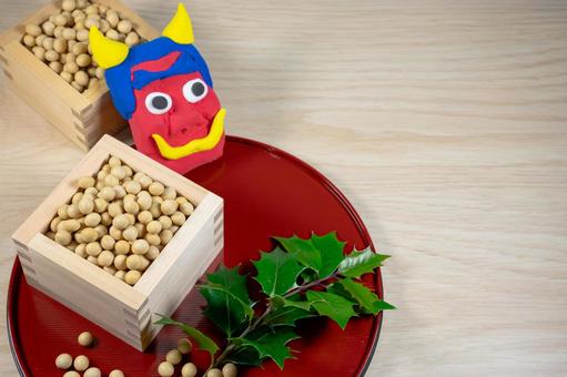 節分の豆まきイメージ画像　 節分,鬼,豆まきの写真素材