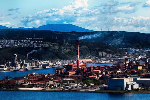 測量山から見た室蘭の工場 測量山から見た室蘭の工場,工場,室蘭の写真素材