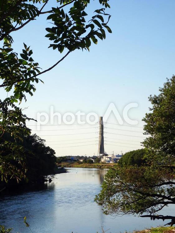 鉄塔がある風景 鉄塔,送電線,電線の写真素材