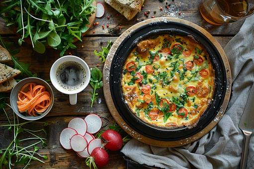フレッシュ野菜とコーヒーの朝ごはん フレッシュ野菜とコーヒーの朝ごはんの写真