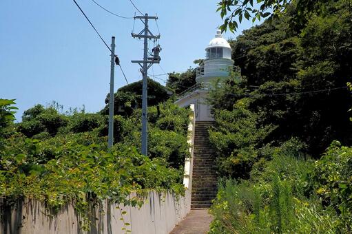 神島灯台への道 灯台,神島,潮騒の写真素材