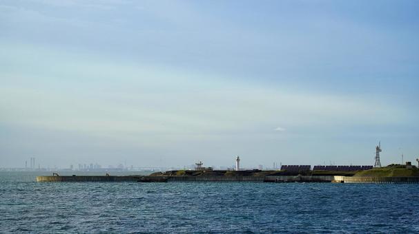 東京都の第二海堡の拡大写真 第二海堡,海,島の写真素材
