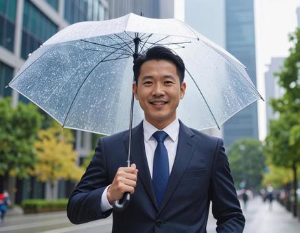 雨の日のビジネスパーソンの写真