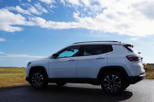 車と青空 suv,車,自動車の写真素材