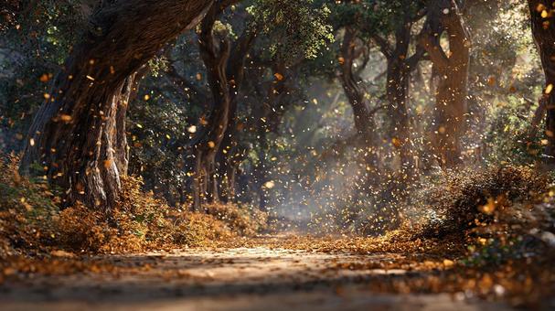紅葉の絨毯、森の小道 紅葉の絨毯、森の小道の写真