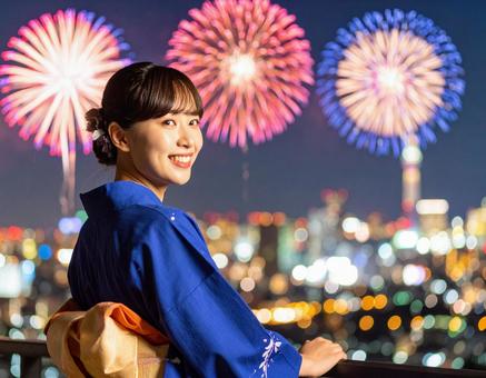 花火大会と彼女の写真