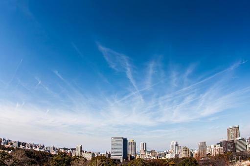 青空と街並み 青空と街並みの写真