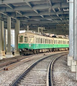 ことでん ことでん 鉄道,カーブ,乗り物の写真素材