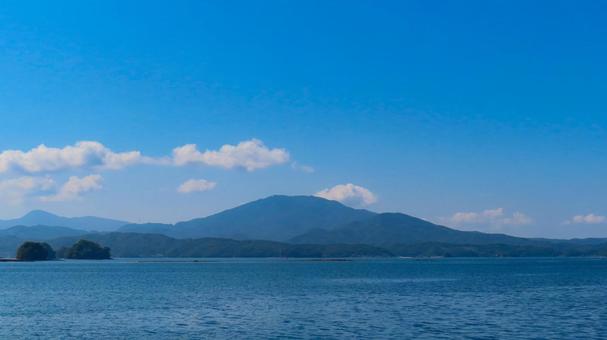 上天草の海から見た景色 上天草,天草,熊本県の写真素材