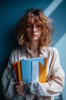 知的な雰囲気の女性と書類 知的な雰囲気の女性と書類の写真