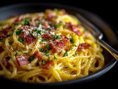 ベーコン入りパスタの写真