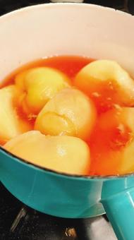 桃のコンポート 桃のコンポート,手作り,桃の写真素材