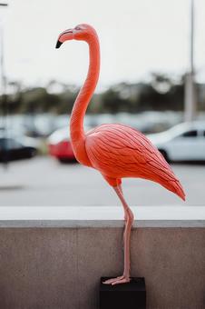 精巧なピンクのフラミンゴの置物 精巧なピンクのフラミンゴの置物の写真