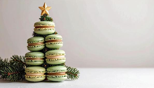 マカロンタワー、クリスマスツリー マカロンタワー、クリスマスツリーの写真
