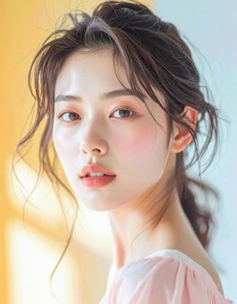 透明感のある若い女性の美容ポートレート 透明感のある若い女性の美容ポートレートの写真