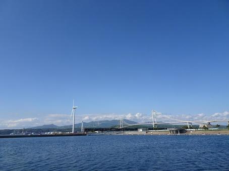 白鳥大橋 吊り橋,白鳥大橋,室蘭港の写真素材