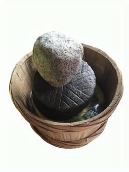 漬物を仕込む漬物石と木桶 漬物石,押し石,重石の写真素材