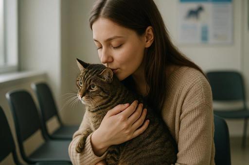 猫を抱きしめる女性の優しさ 猫を抱きしめる女性の優しさの写真