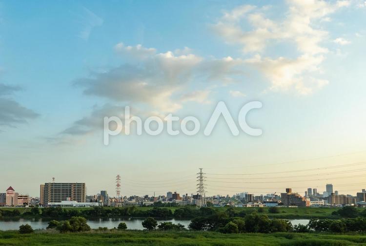 河川敷の風景 河川敷の風景,河川敷,風景の写真素材