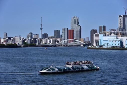 Tokyo Port Scenery - Tsukiji Bridge, Skytree, JPG Tokyo Port Scenery - Tsukiji Bridge, Skytree, JPG