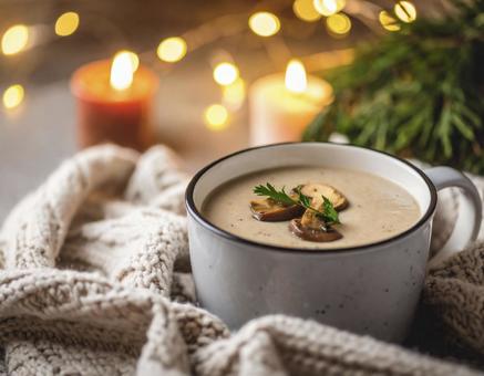 冬に温まるマッシュルームポタージュスープ 冬に温まるマッシュルームポタージュスープの写真