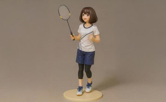 バドミントンをする女性のフィギュア バドミントンをする女性のフィギュアの写真