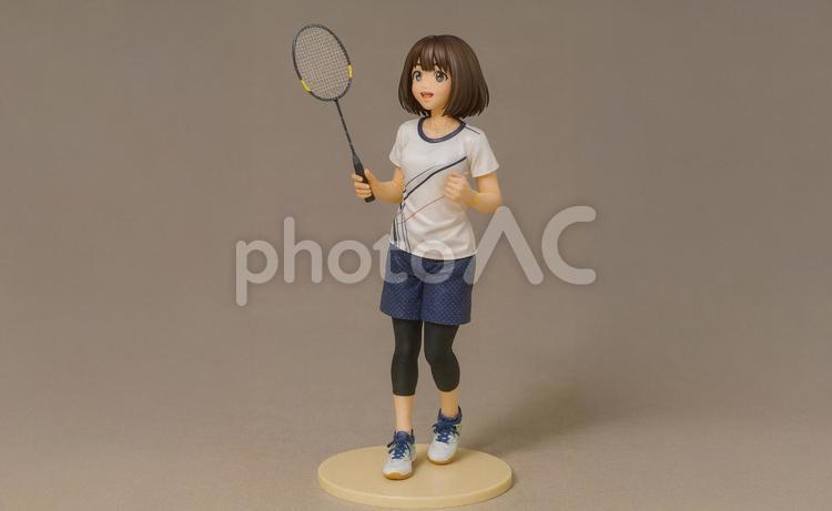 バドミントンをする女性のフィギュア フィギュア,人形,プラスチックフィギュアの写真素材