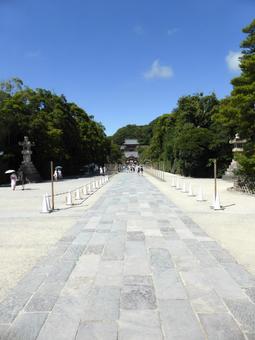 ぼんぼり祭りの準備始まる鶴岡八幡宮参道 石畳,神社,参道の写真素材