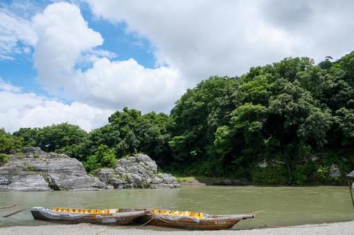 長瀞のライン下り ライン下り,船,カヌーの写真素材