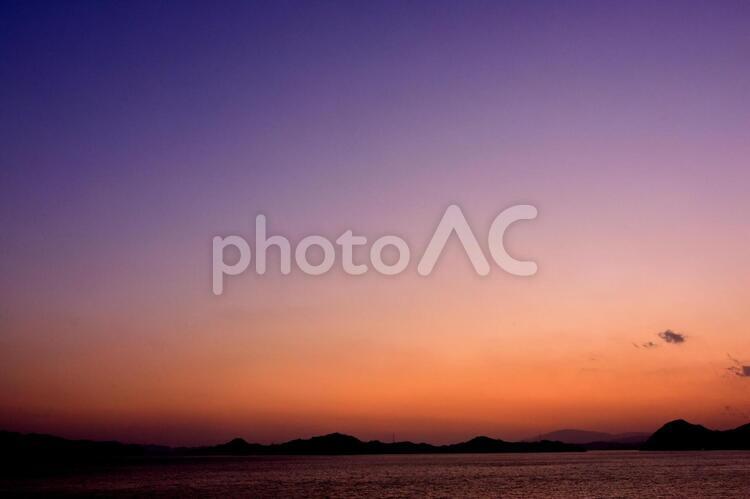 瀬戸の夕暮れ マジックアワー,瀬戸内,瀬戸内海の写真素材