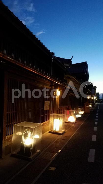 うだつの上がる町並み あかりアート,あかり,アートの写真素材