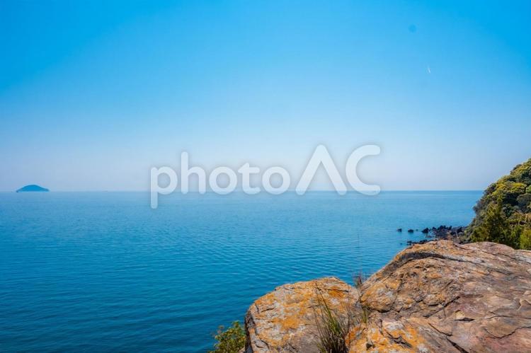 象鼻ヶ岬からの海と空（山口県） 海,絶景,空の写真素材