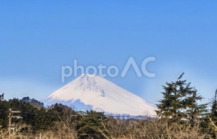 富士山　遠景　青空　年賀状 富士山,遠景,青空の写真素材
