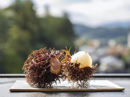 午後の光に映えるランブータン ランブータン,果物,南国の写真素材