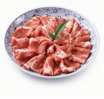 豚肉薄切り 白背景 豚肉薄切り 白背景 豚肉,薄切り,生肉の写真素材