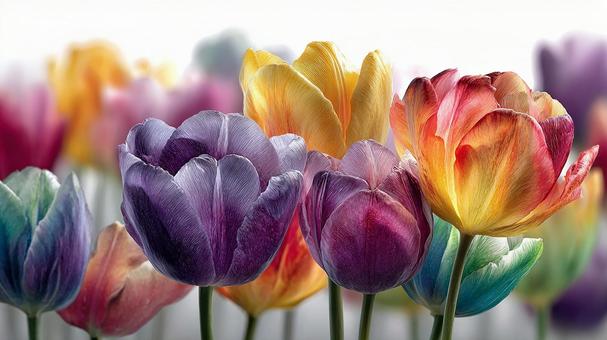 色鮮やかなチューリップのクローズアップの写真