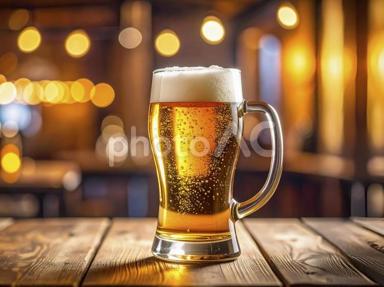 生ビール　AI生成画像　    ビール,飲み物,生ビールの写真素材