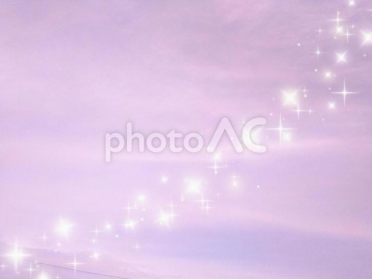 空模様のアレンジ（ピンク空とキラキラ）① 空,夕日,ピンクの写真素材