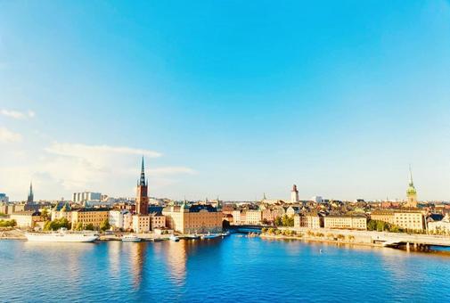Spectacular views of Gamla Stan, the sea and the blue sky, JPG
